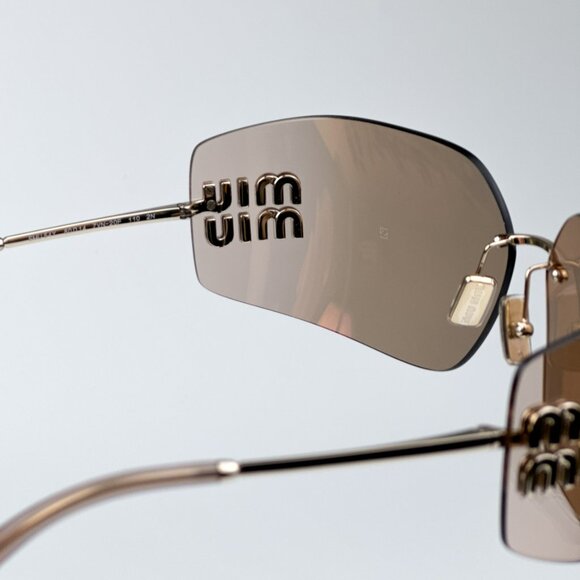 Miu Miu MU54YS ZVN20F BRAND NEW Sunglassses Pink Mirror Wraparound Rimless Women main image 5